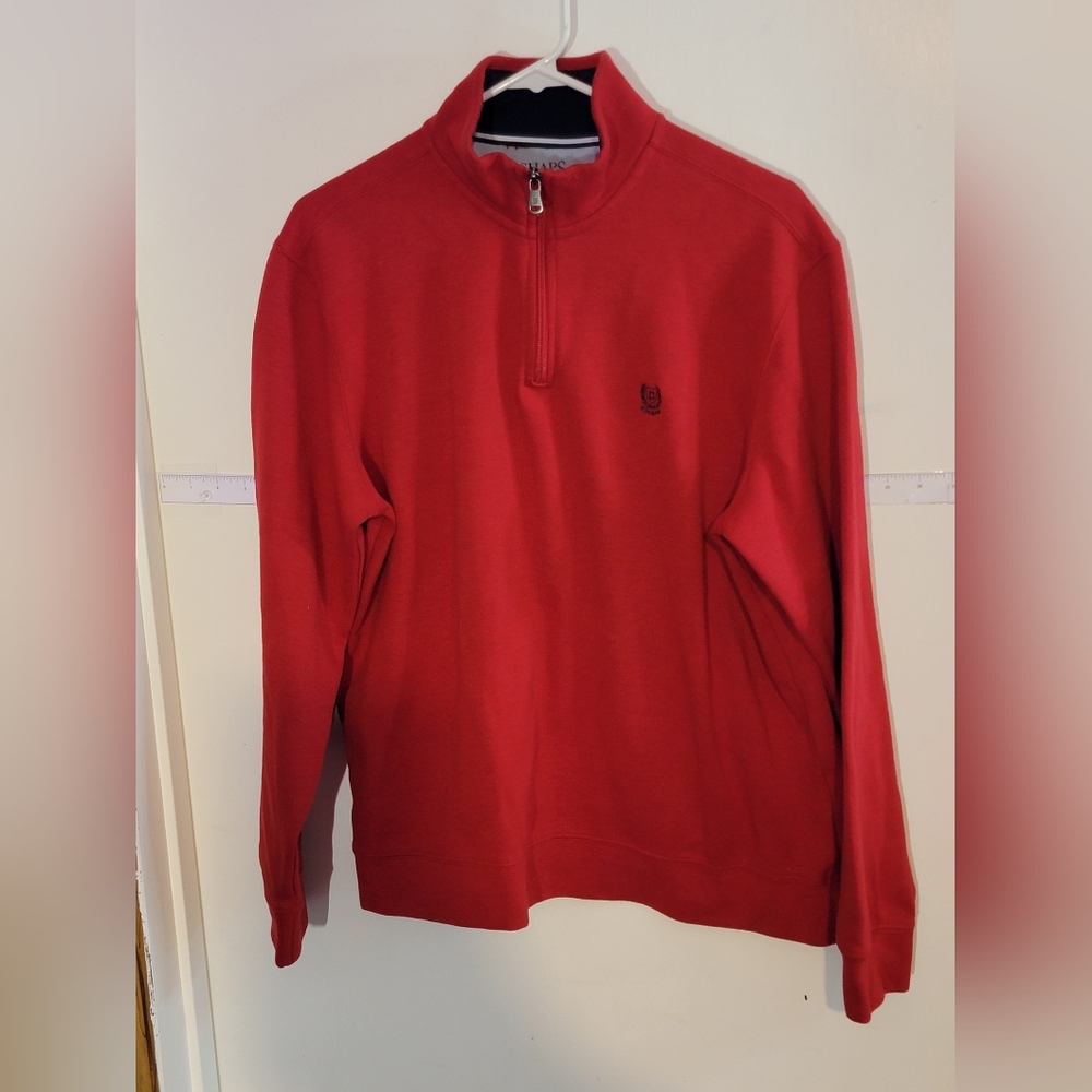 Chaps Men's Red Quarter Zip Sweater Size Large
